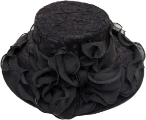 Womens Sun Hats Summer Wide Brim Flower Bucket Hat Elegant Lace Beach Holiday Hats Party Bridal Dress Hats