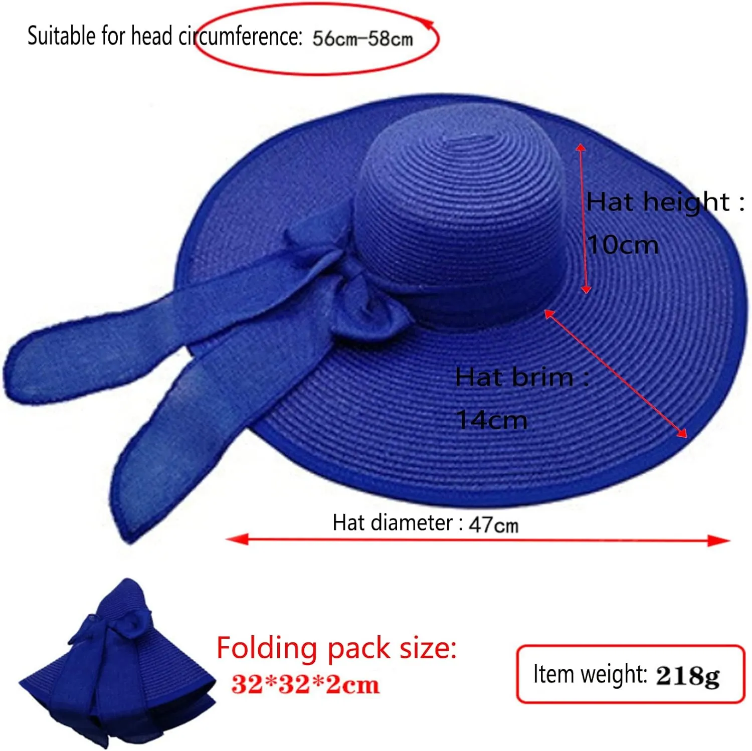Womens Sun Straw Hat Wide Brim UPF 50 Summer Hat Foldable Roll up Floppy Beach Hats