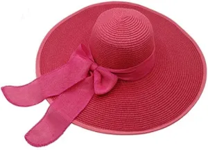 Womens Sun Straw Hat Wide Brim UPF 50 Summer Hat Foldable Roll up Floppy Beach Hats