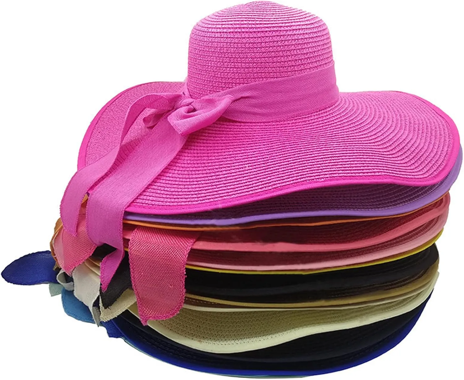 Womens Sun Straw Hat Wide Brim UPF 50 Summer Hat Foldable Roll up Floppy Beach Hats
