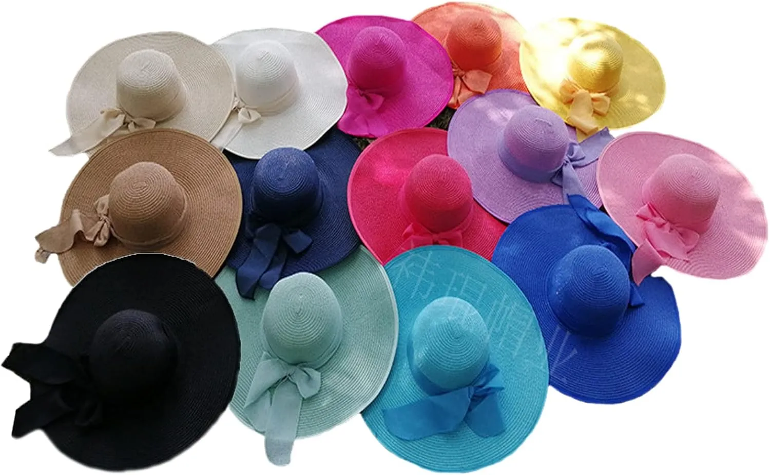 Womens Sun Straw Hat Wide Brim UPF 50 Summer Hat Foldable Roll up Floppy Beach Hats