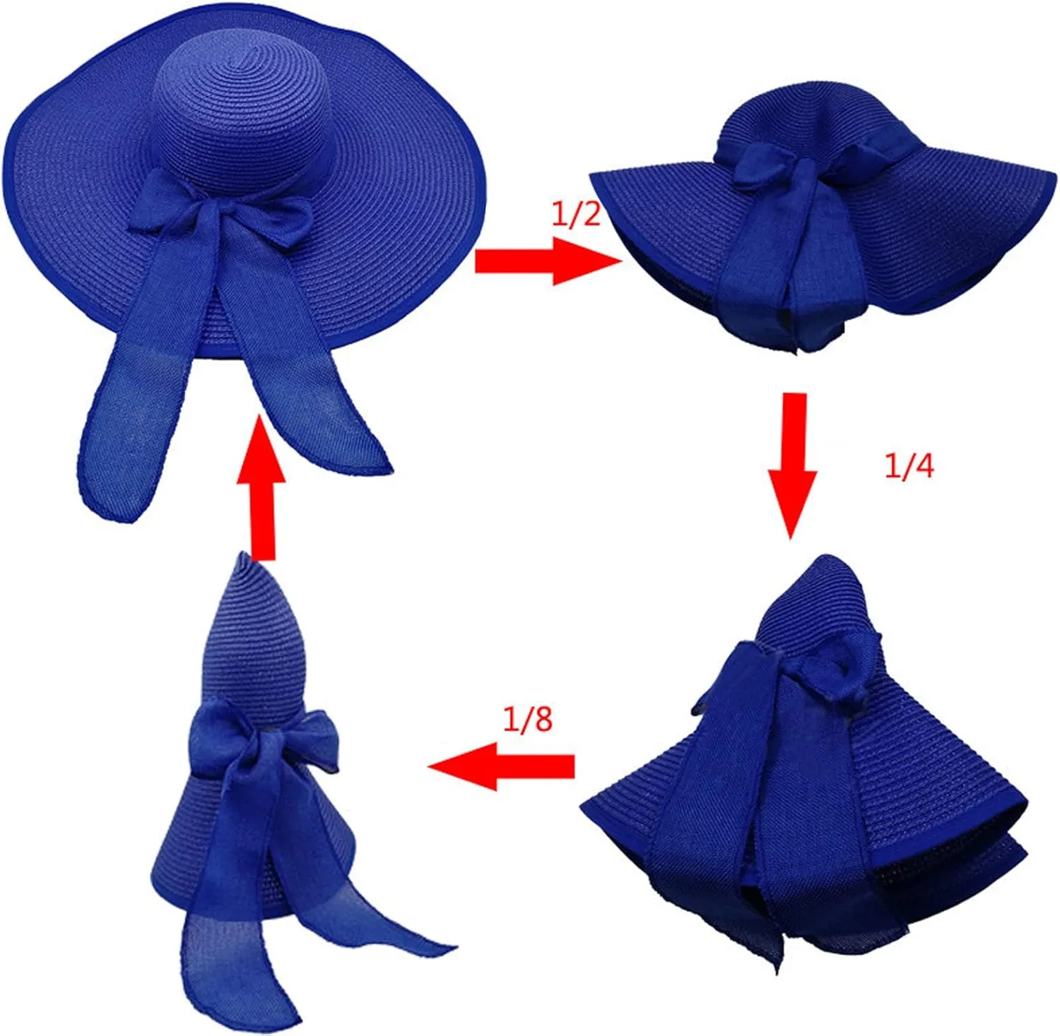 Womens Sun Straw Hat Wide Brim UPF 50 Summer Hat Foldable Roll up Floppy Beach Hats