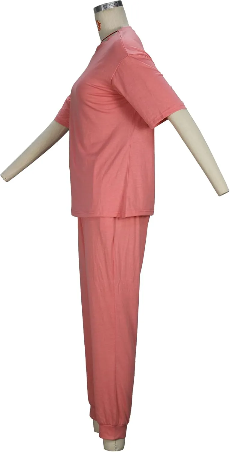 Women's Sweatsuit Set Casual 2 Piece Outfit Color Block Pajamas Set Sleeve Top Sweatpant Set Jogger Tracksuits