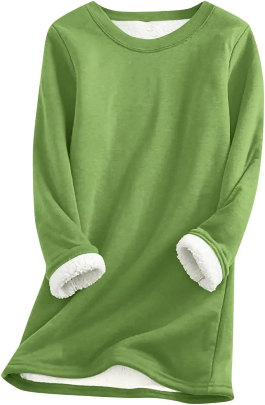Womens Warm Sherpa Lined Fleece Crewneck Sport Sweatshirts Pullover Long Sleeve Loungewear