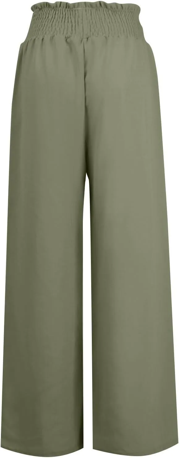 Women's Wide Leg Sweatpants Winter Soft Sports Palazzo with Pockets Fleece Lined Straight Leg