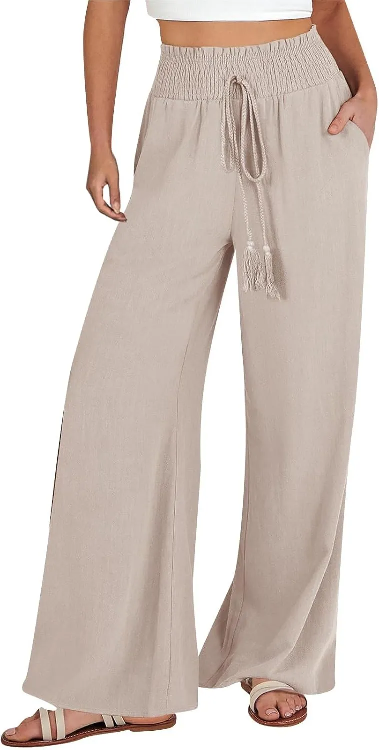 Women's Wide Leg Sweatpants Winter Soft Sports Palazzo with Pockets Fleece Lined Straight Leg