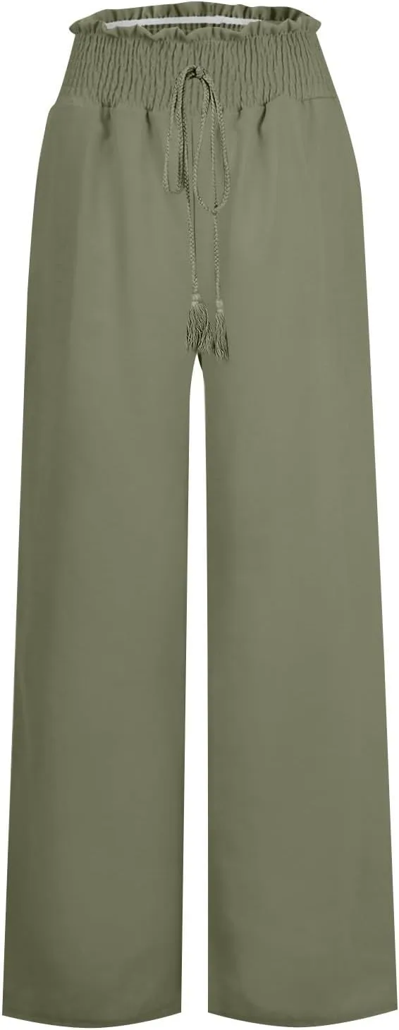 Women's Wide Leg Sweatpants Winter Soft Sports Palazzo with Pockets Fleece Lined Straight Leg