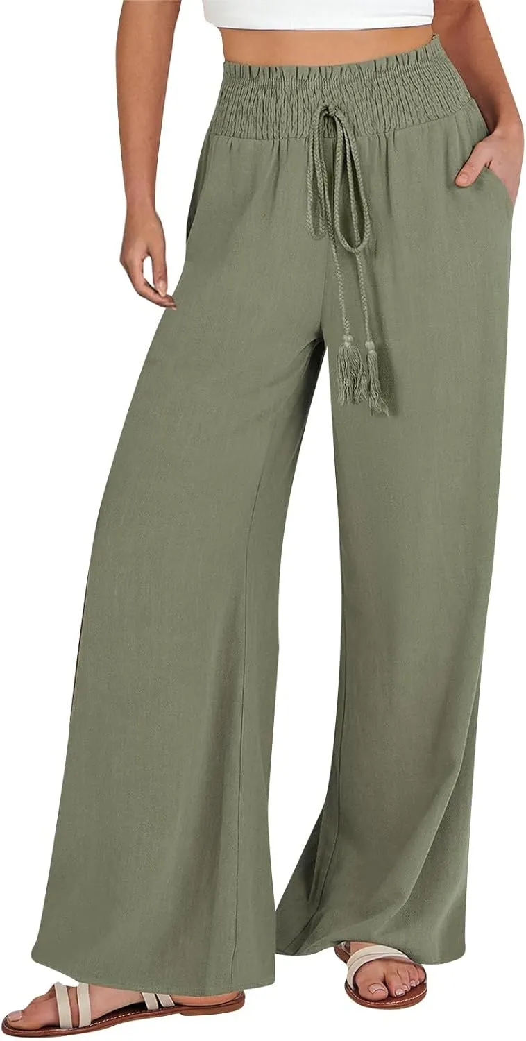 Women's Wide Leg Sweatpants Winter Soft Sports Palazzo with Pockets Fleece Lined Straight Leg