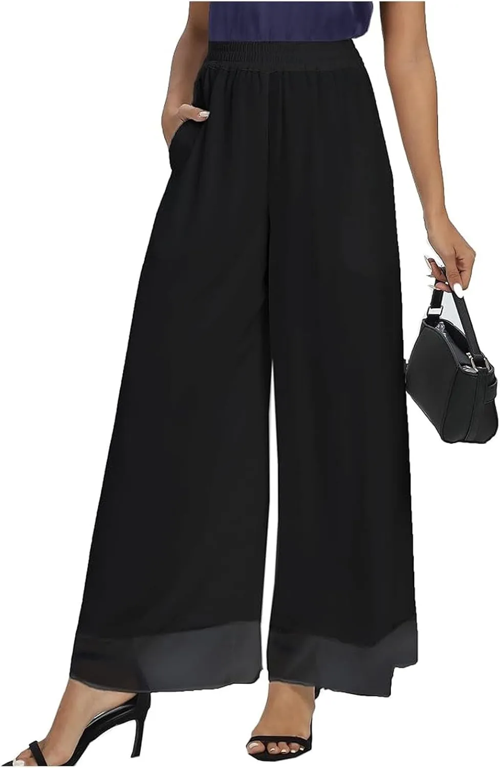 Women's Wide Leg Sweatpants Winter Soft Sports Palazzo with Pockets Fleece Lined Straight Leg
