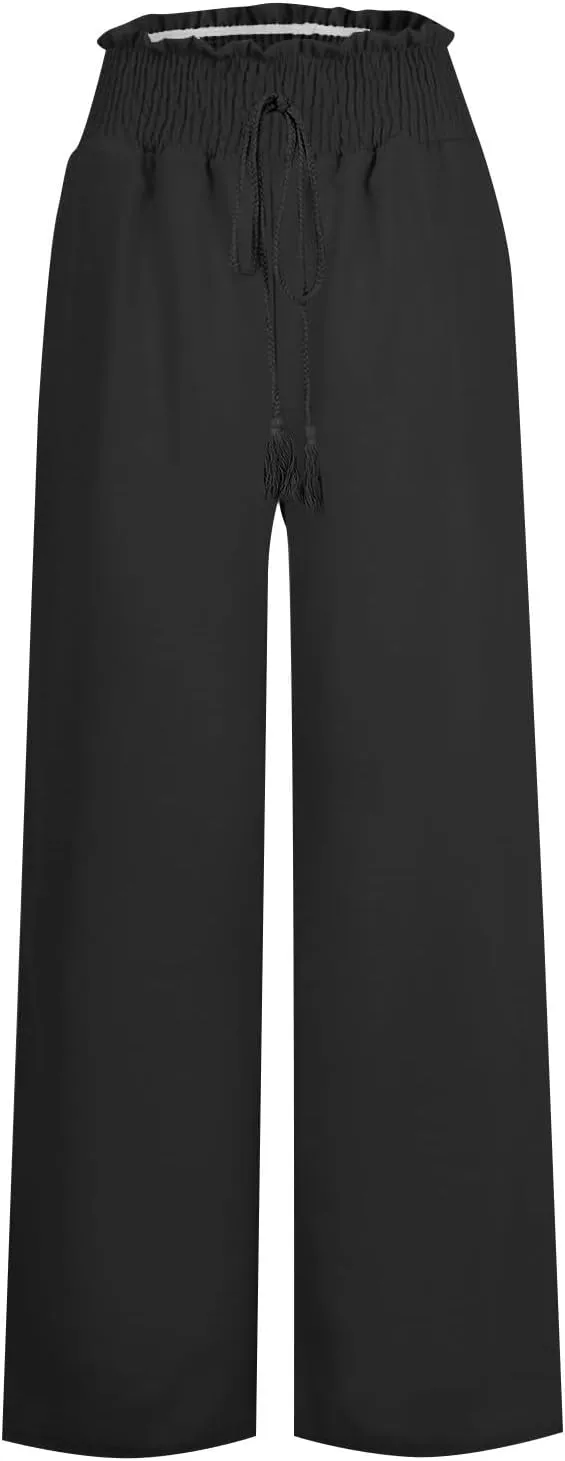 Women's Wide Leg Sweatpants Winter Soft Sports Palazzo with Pockets Fleece Lined Straight Leg