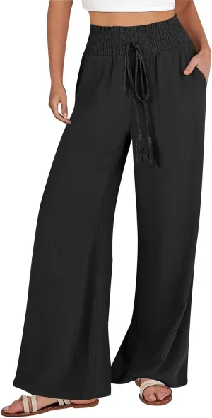 Women's Wide Leg Sweatpants Winter Soft Sports Palazzo with Pockets Fleece Lined Straight Leg