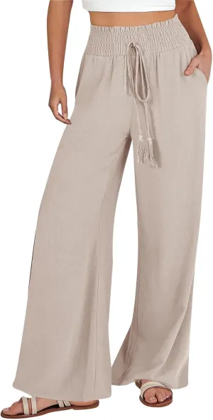 Women's Wide Leg Sweatpants Winter Soft Sports Palazzo with Pockets Fleece Lined Straight Leg