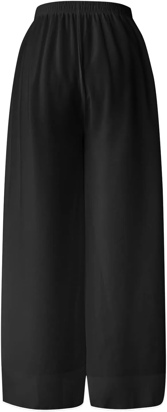 Women's Wide Leg Sweatpants Winter Soft Sports Palazzo with Pockets Fleece Lined Straight Leg