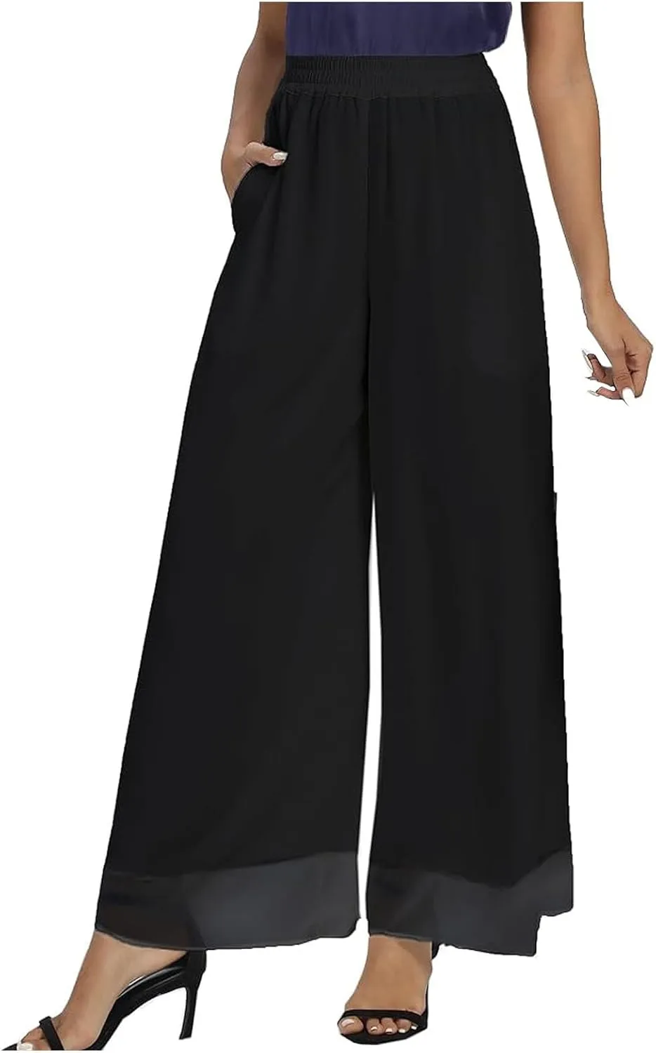 Women's Wide Leg Sweatpants Winter Soft Sports Palazzo with Pockets Fleece Lined Straight Leg