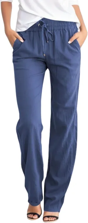 Women's Wide Leg Sweatpants Winter Soft Sports Palazzo with Pockets Fleece Lined Straight Leg