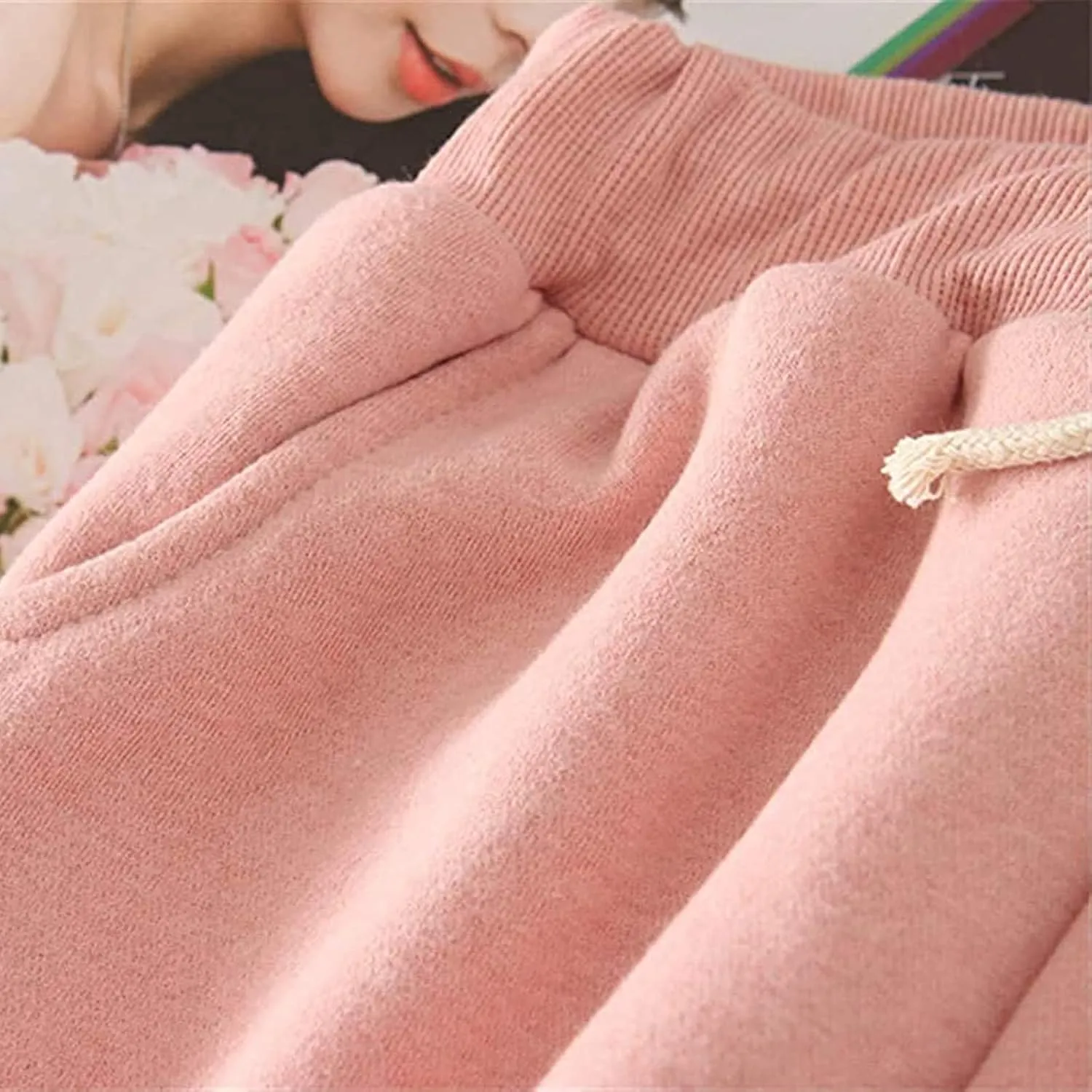 Women's Winter Warm Fleece Joggers Pants Sherpa Lined Athletic Active Sweatpants Drawstring High Waisted Thermal Pants