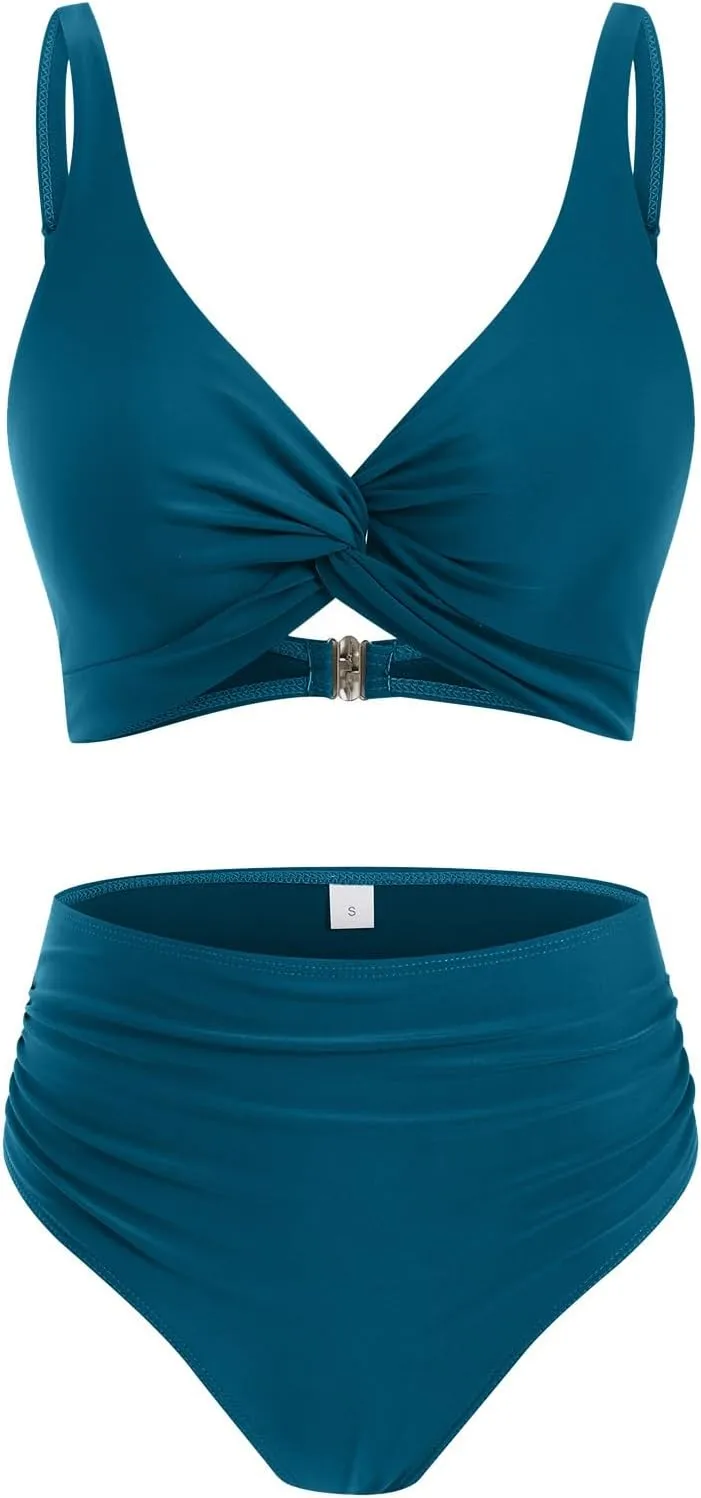 yardsong Bikini Sets for Women Two Piece Sexy Bathing Suits Twist Knot Push Up Bikini Top High Waisted Bottoms Swimsuits