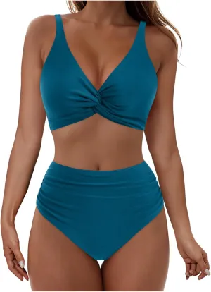yardsong Bikini Sets for Women Two Piece Sexy Bathing Suits Twist Knot Push Up Bikini Top High Waisted Bottoms Swimsuits