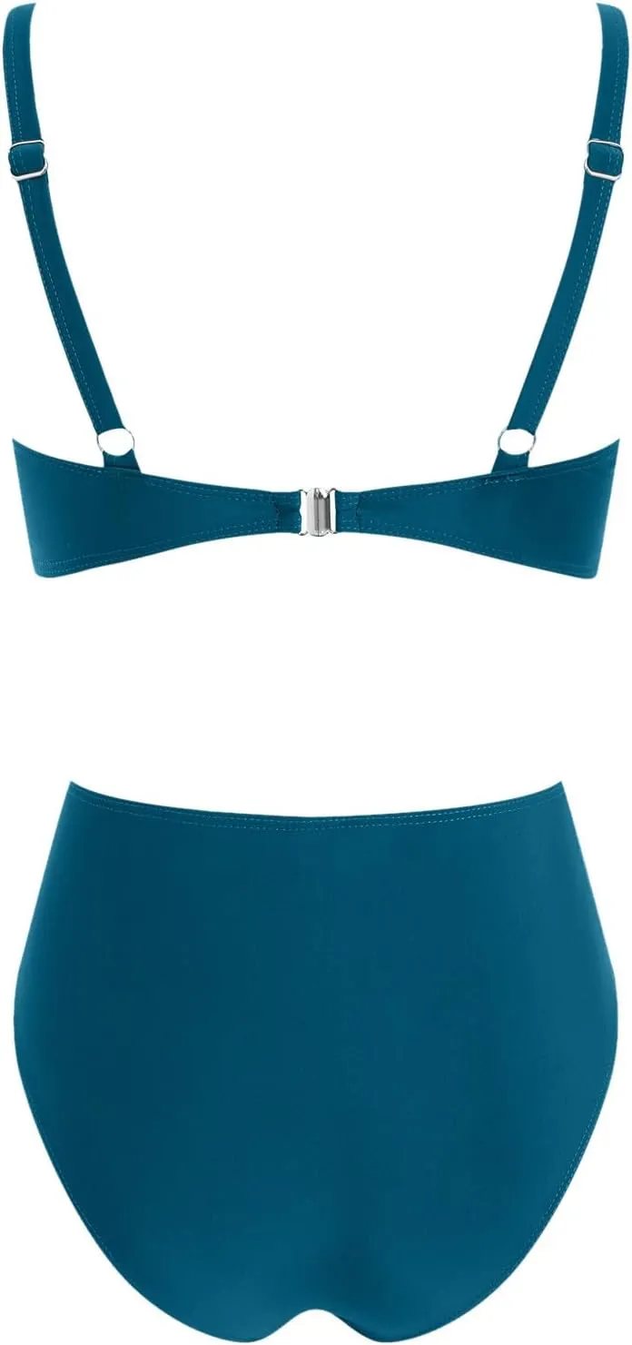 yardsong Bikini Sets for Women Two Piece Sexy Bathing Suits Twist Knot Push Up Bikini Top High Waisted Bottoms Swimsuits