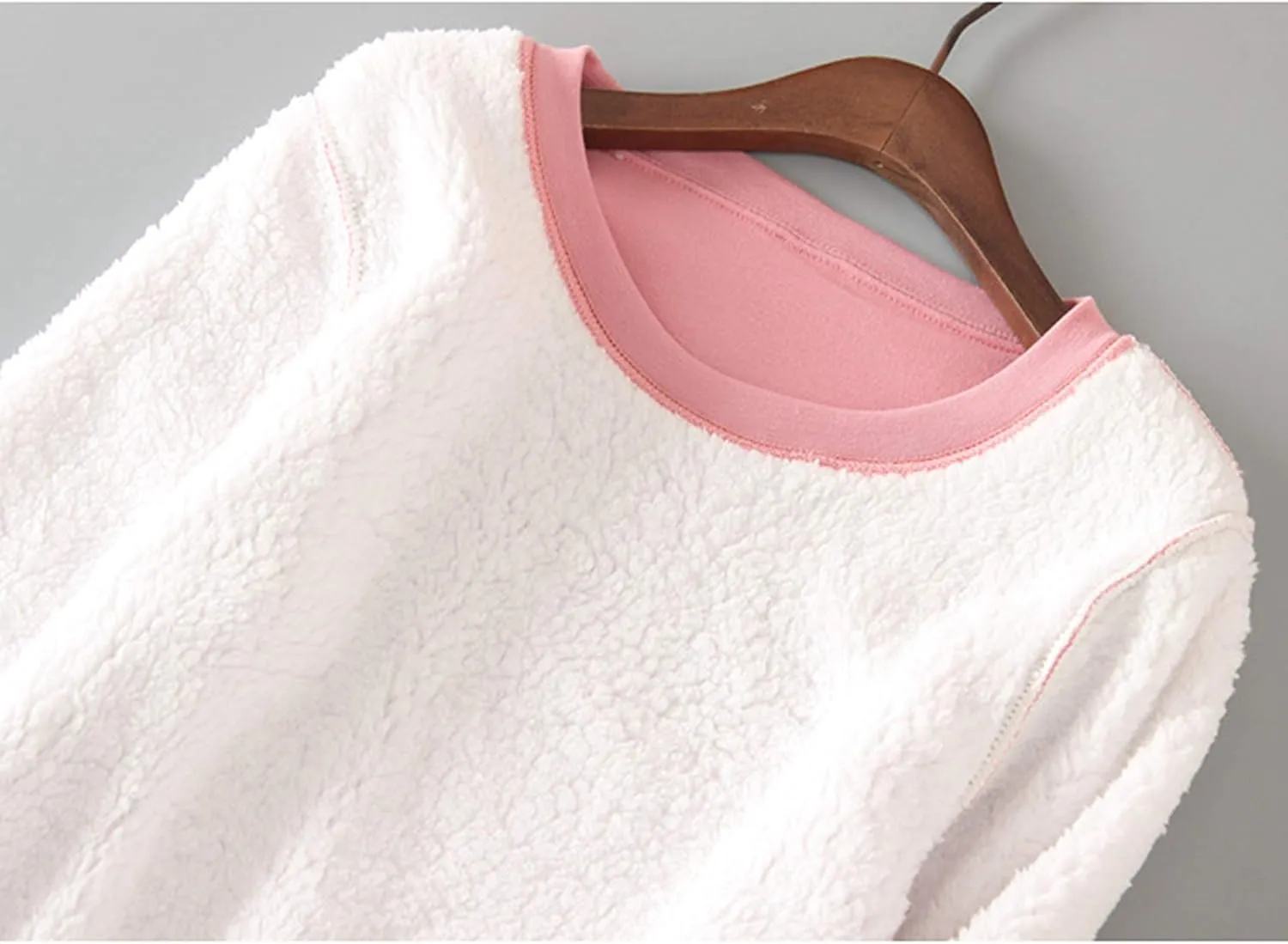 Yeokou Women Warm Sherpa Lined Fleece Crewneck Sport Sweatshirt Pullover Loungewear