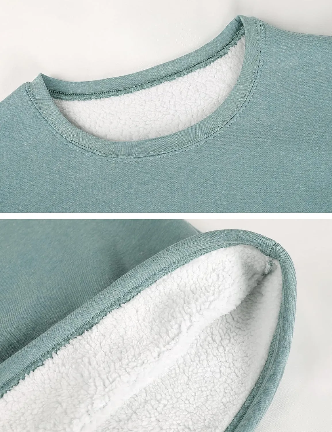 Yeokou Women Warm Sherpa Lined Fleece Crewneck Sport Sweatshirt Pullover Loungewear