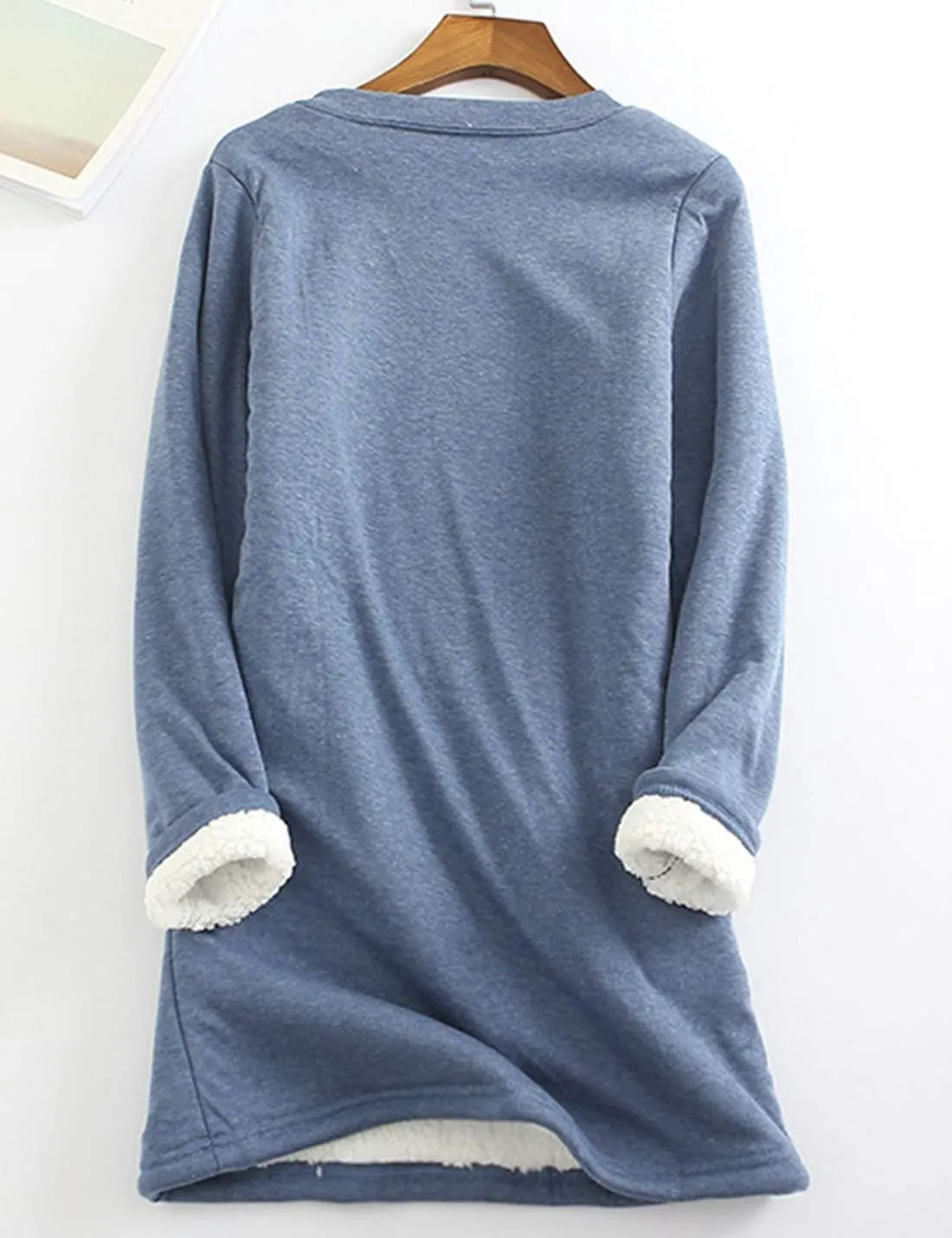 Yeokou Women Warm Sherpa Lined Fleece Crewneck Sport Sweatshirt Pullover Loungewear