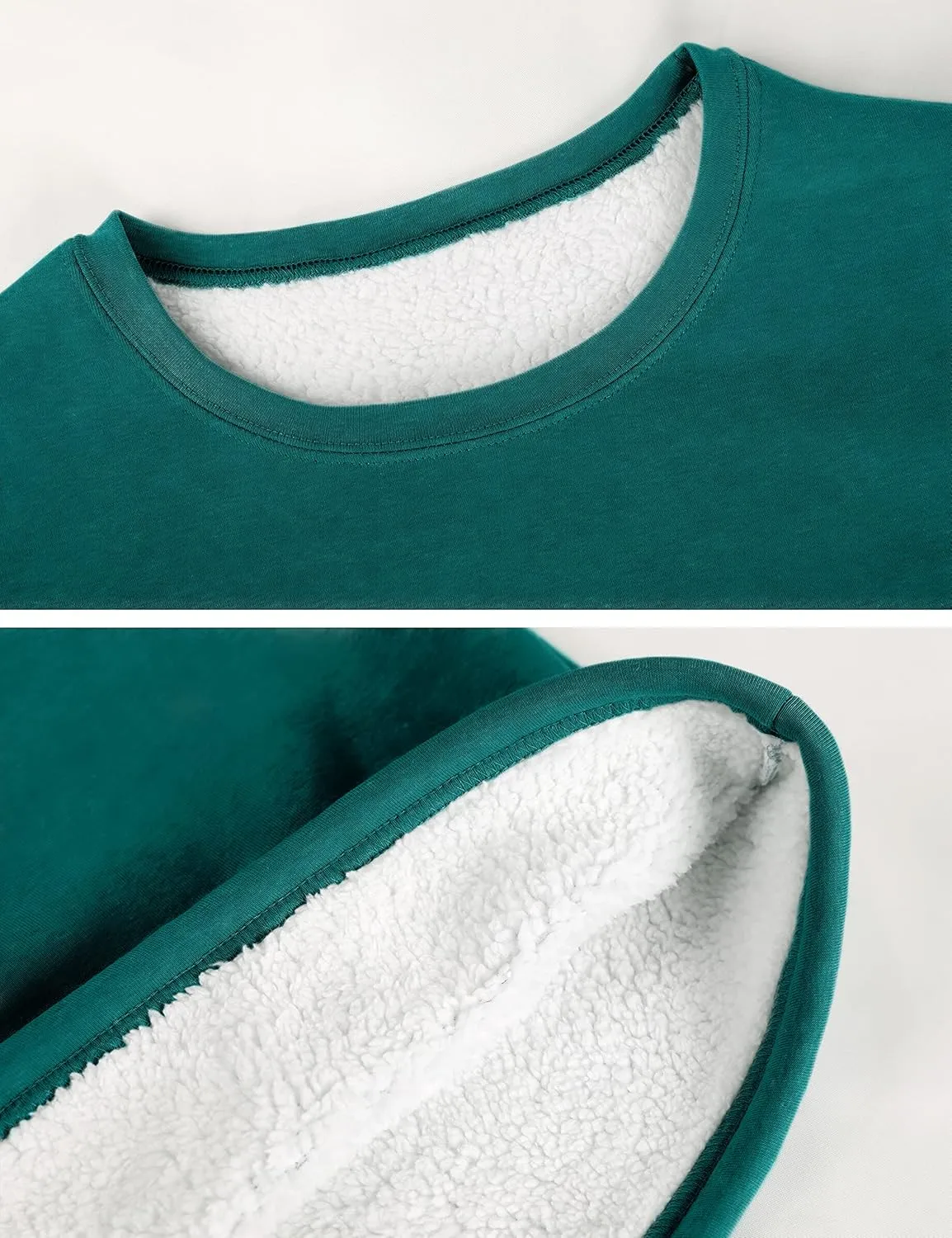 Yeokou Women Warm Sherpa Lined Fleece Crewneck Sport Sweatshirt Pullover Loungewear