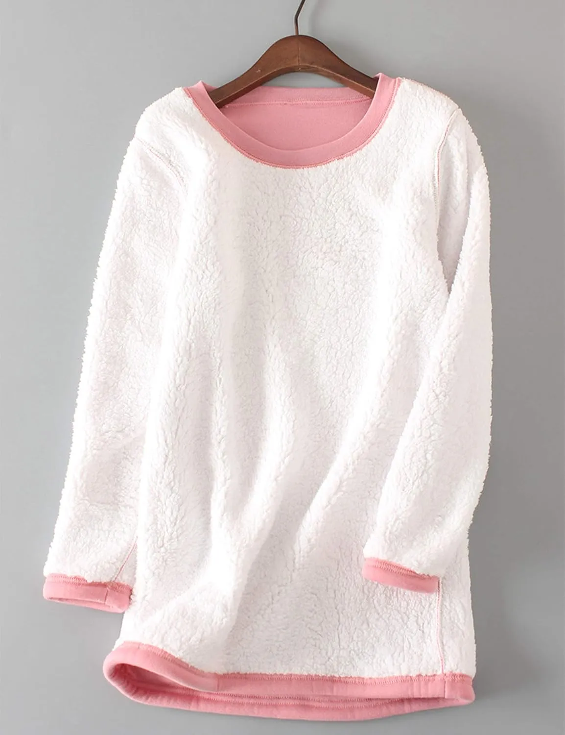 Yeokou Women Warm Sherpa Lined Fleece Crewneck Sport Sweatshirt Pullover Loungewear