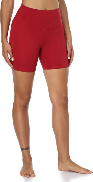 YUNOGA Womens High Waisted Yoga Shorts 6 Inches Workout Athletic Running Biker Shorts