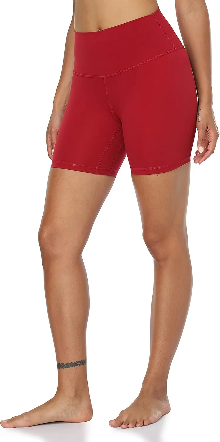 YUNOGA Womens High Waisted Yoga Shorts 6 Inches Workout Athletic Running Biker Shorts