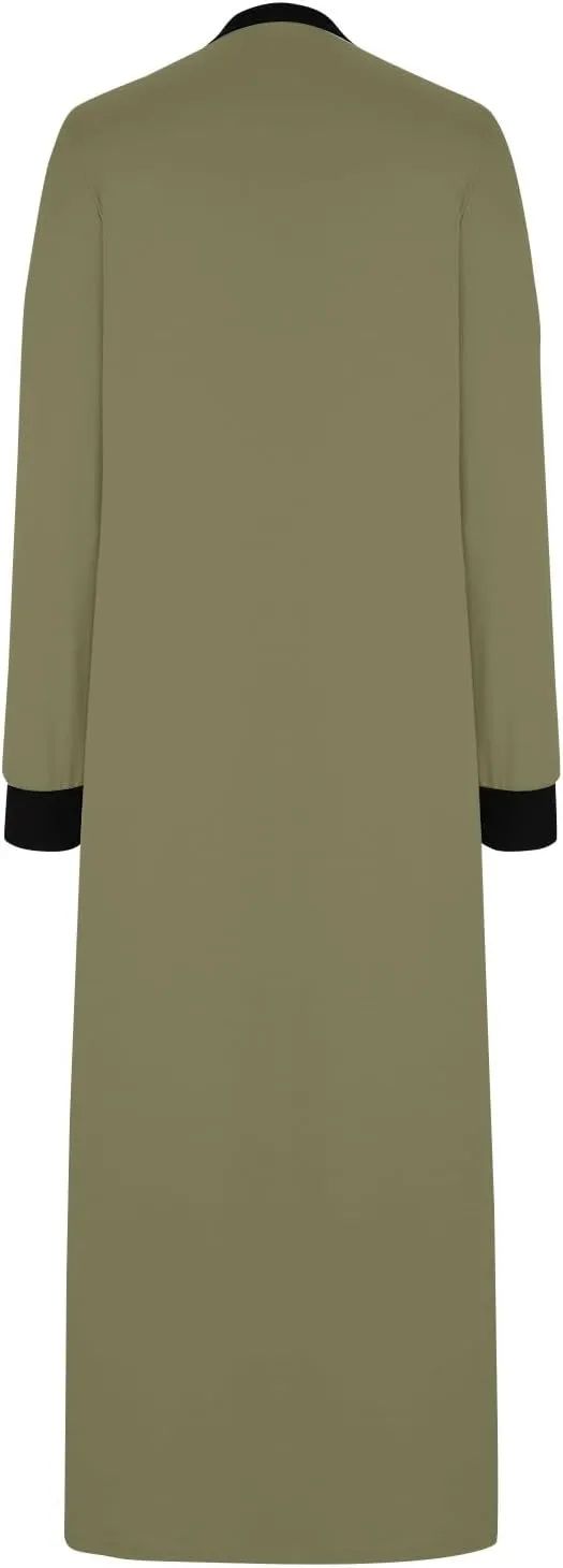 ZEFOTIM Womens Long Sleeve Dresses Solid Color Dress Spring Summer Dress Maxi Dresses V Neck Dresses Womens Spring Dresses