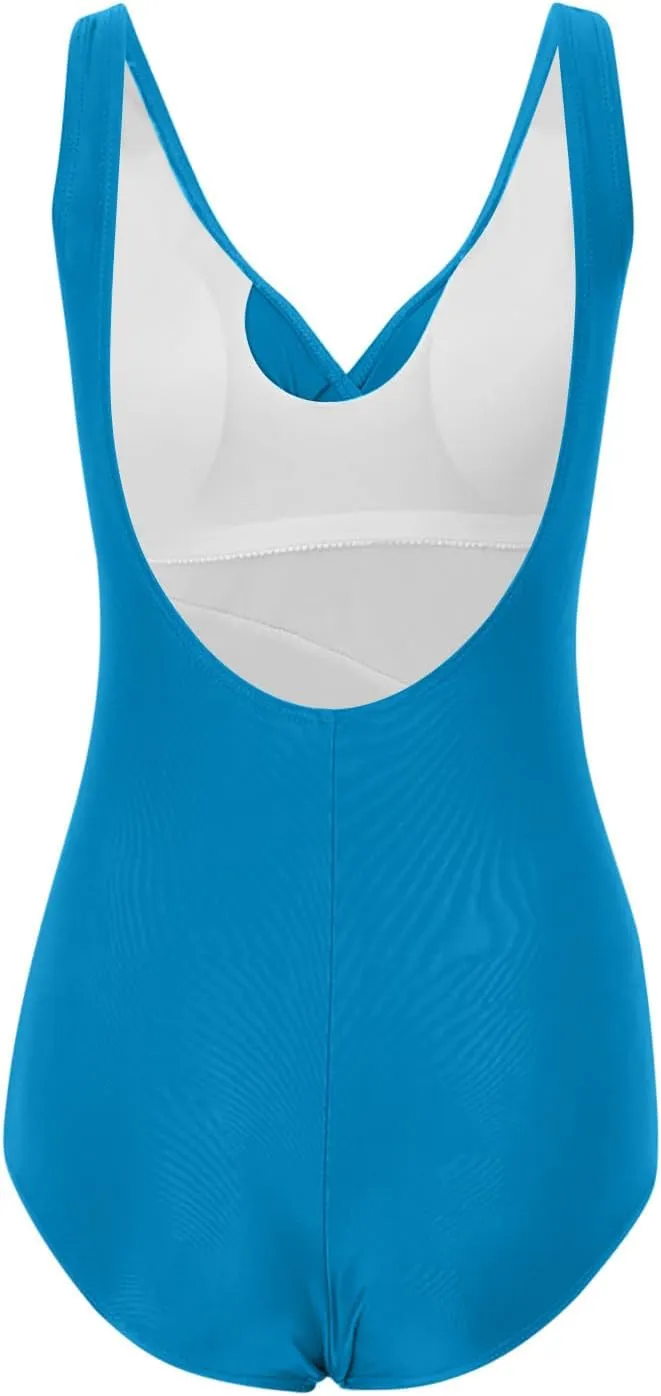 Zkuisw Swim Suits for Women 2024 Solid Push-Up Backless Swimsuits Beachwear Sexy Tummy Control One Piece Bathing Suits Bikini