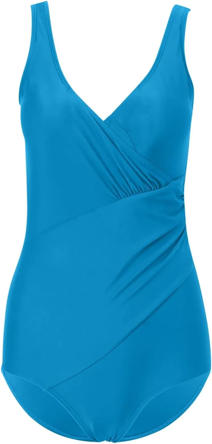 Zkuisw Swim Suits for Women 2024 Solid Push-Up Backless Swimsuits Beachwear Sexy Tummy Control One Piece Bathing Suits Bikini