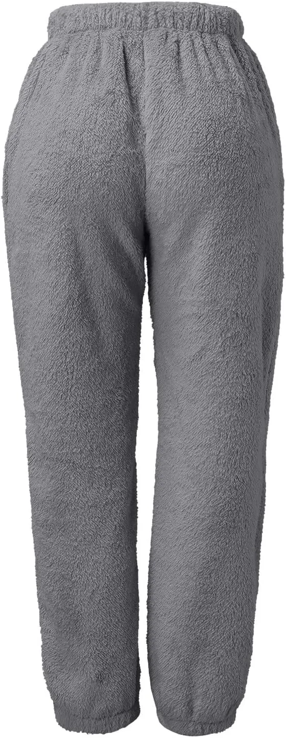 ZYXTIM Womens Warm Sherpa Fleece Lined Snow Pants Drawstring Athletic Jogger Sweatpants Casual Loose Cozy Baggy Pajama