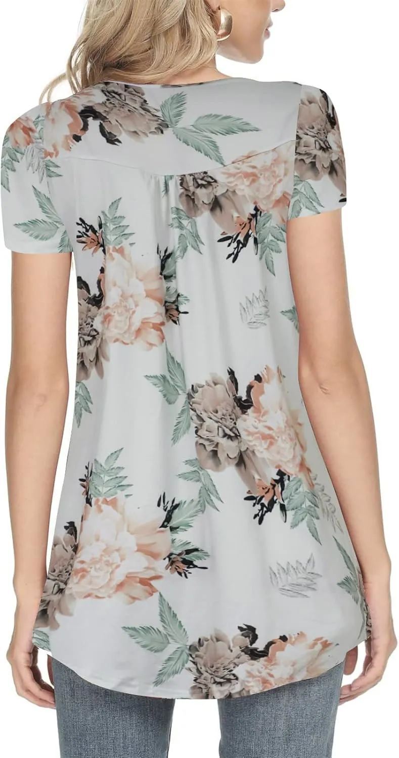 Zyyfly Womens Tank Tops Loose Fit Summer Henley Shirts Pleated Flowy Sleeveless Tunic Tops