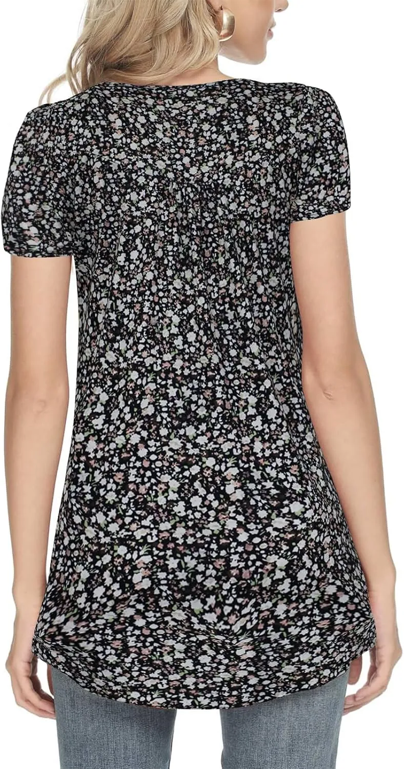 Zyyfly Womens Tank Tops Loose Fit Summer Henley Shirts Pleated Flowy Sleeveless Tunic Tops